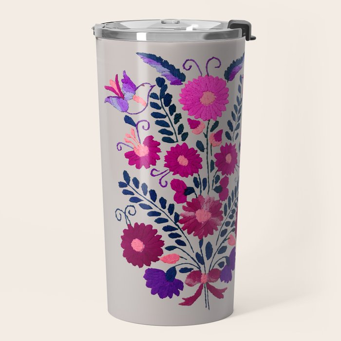 Mexican Bird Motif Gray Travel Mug Gallery Image 2
