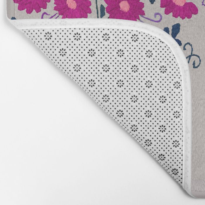 Mexican Bird Motif Gray Bath Mat Gallery Image 2
