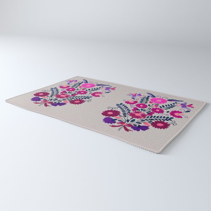 Mexican Bird Motif Gray Rug Gallery Image 3