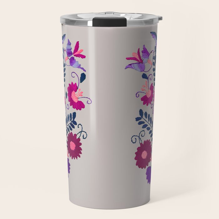 Mexican Bird Motif Gray Travel Mug Gallery Image 1