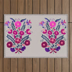 Mexican Bird Motif Gray Outdoor Rug Gallery Image 1