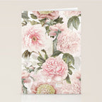 Vintage & Shabby Chic - Antique Pink Peony Flowers Garden Stationery Card Gallery Image 2