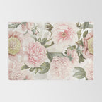 Vintage & Shabby Chic - Antique Pink Peony Flowers Garden Rug Gallery Image 2