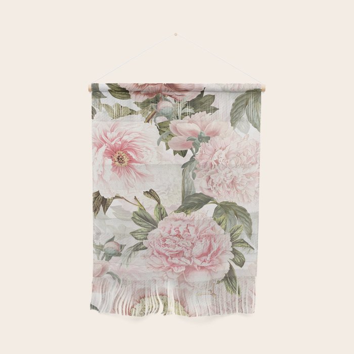 Vintage & Shabby Chic - Antique Pink Peony Flowers Garden Wall Hanging Gallery Image 1