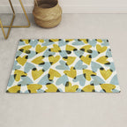 Linocut Hearts / Blue & Yellow Rug Gallery Image 1