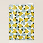 Linocut Hearts / Blue & Yellow Stationery Card Gallery Image 2