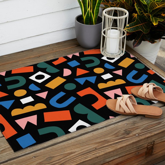 Colorful abstract organic shape art pattern Outdoor Rug Gallery Image 2