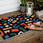 Colorful abstract organic shape art pattern Outdoor Rug Gallery Image 2