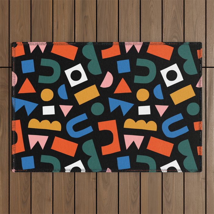 Colorful abstract organic shape art pattern Outdoor Rug Gallery Image 1