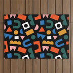 Colorful abstract organic shape art pattern Outdoor Rug Gallery Image 1