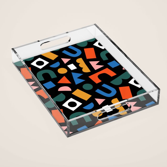 Colorful abstract organic shape art pattern Acrylic Tray Gallery Image 1