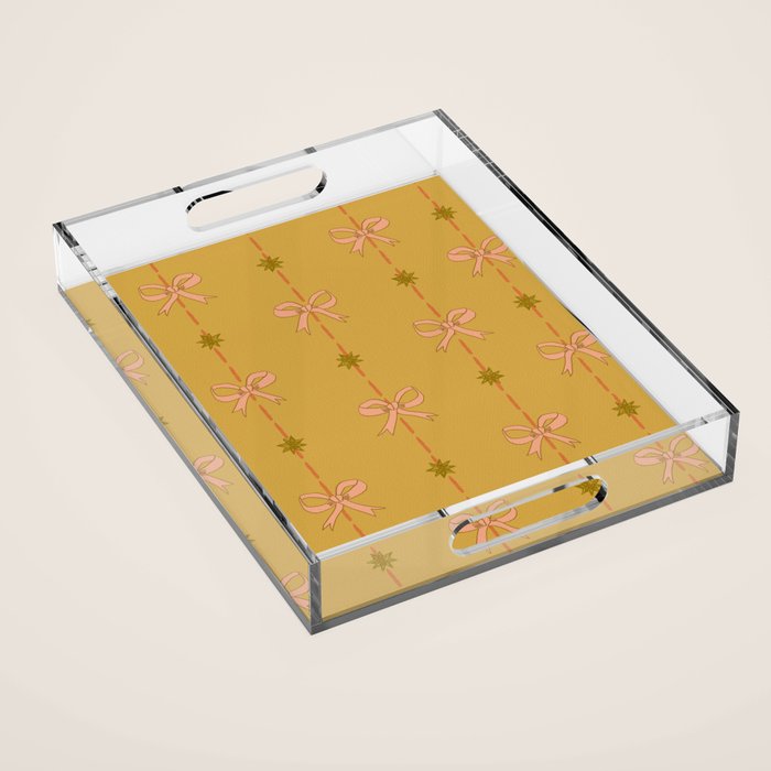 Cute Hair Bows & Stars in Yellow Ochre & Peach Acrylic Tray Gallery Image 1