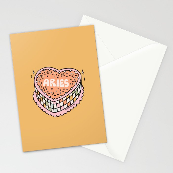 Aries Heart Cake Stationery Card Gallery Image 2