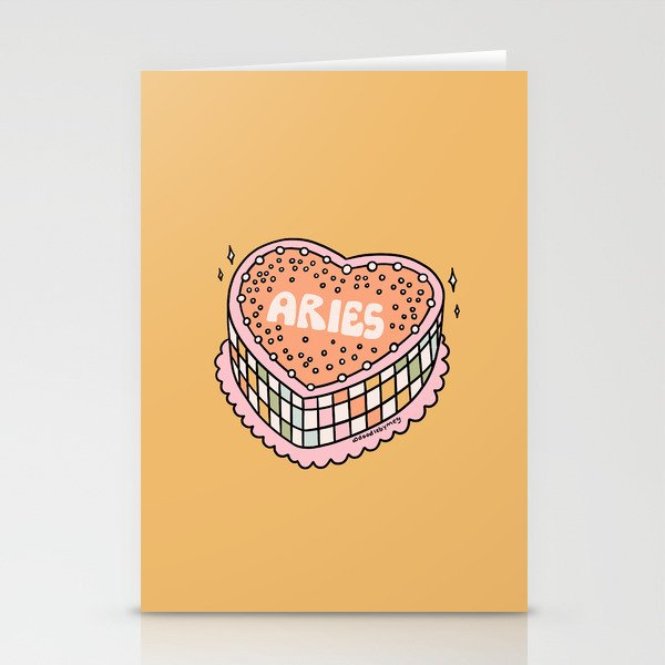 Aries Heart Cake Stationery Card Gallery Image 1