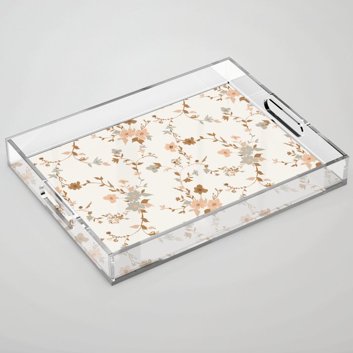 tossed wildflowers - sage apricot Acrylic Tray Gallery Image 1