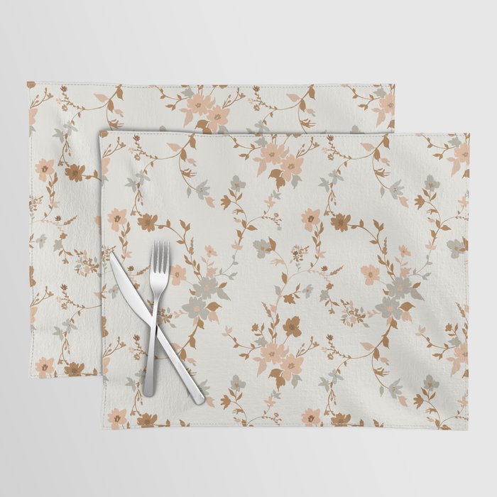 tossed wildflowers - sage apricot Placemat Gallery Image 1