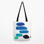 Colorful Mid Century Modern Pop Art Minimalist Style Teal Blue Aquamarine Bubbles White Background Tote Bag Gallery Image 2