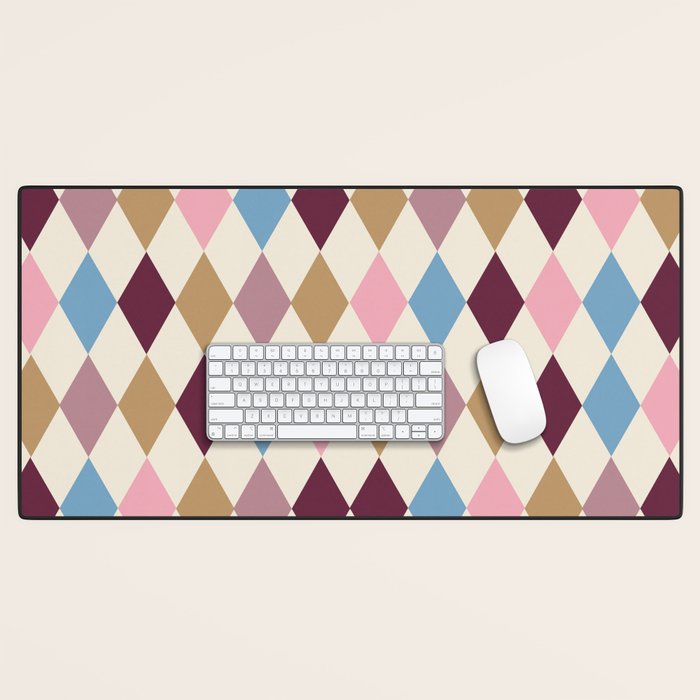 Pastel Retro Harlequin Diamonds Desk Mat Gallery Image 1