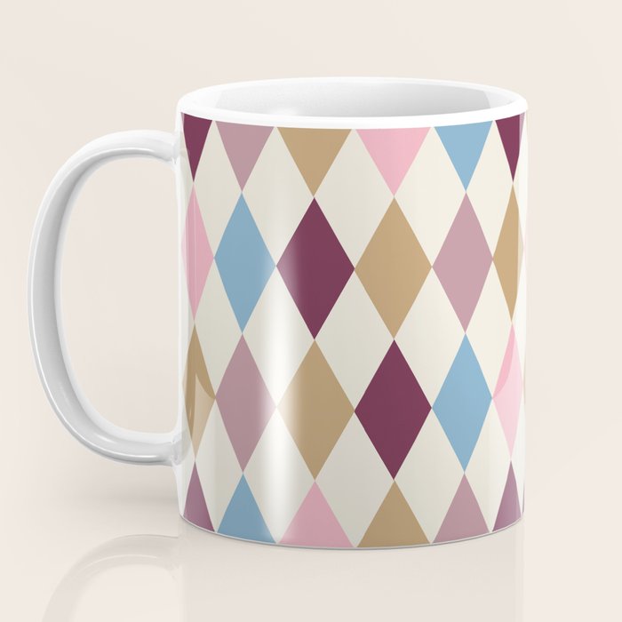 Pastel Retro Harlequin Diamonds Coffee Mug Gallery Image 3
