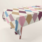 Pastel Retro Harlequin Diamonds Tablecloth Gallery Image 1