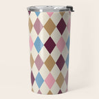 Pastel Retro Harlequin Diamonds Travel Mug Gallery Image 2
