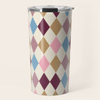 Pastel Retro Harlequin Diamonds Travel Mug Gallery Image 1