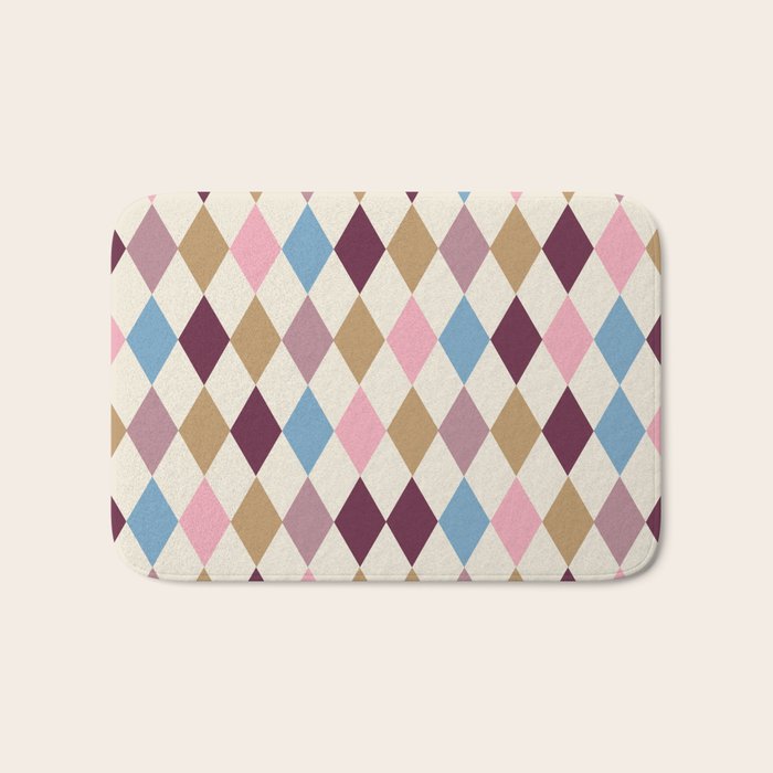 Pastel Retro Harlequin Diamonds Bath Mat Gallery Image 1