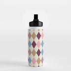 Pastel Retro Harlequin Diamonds Water Bottle Gallery Image 2