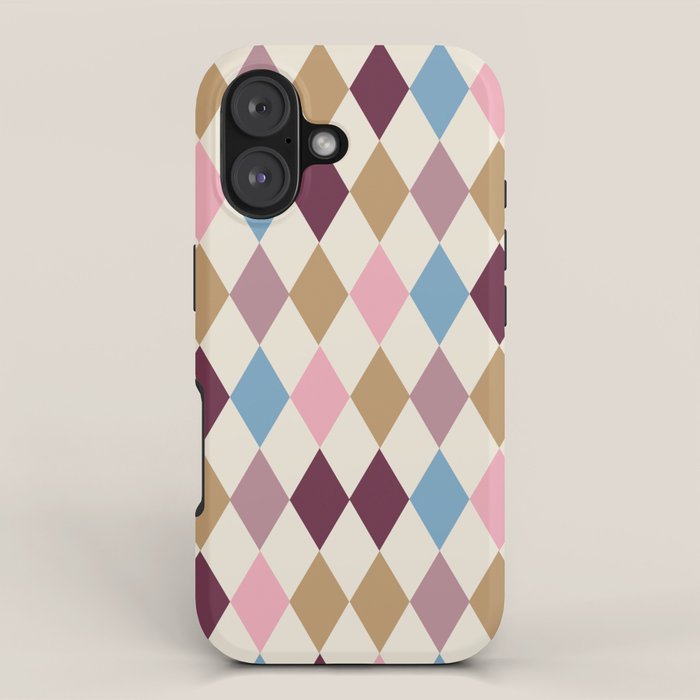 Pastel Retro Harlequin Diamonds iPhone Case Gallery Image 1