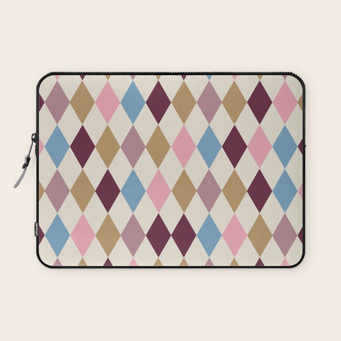 Pastel Retro Harlequin Diamonds Laptop Sleeve Gallery Image 1