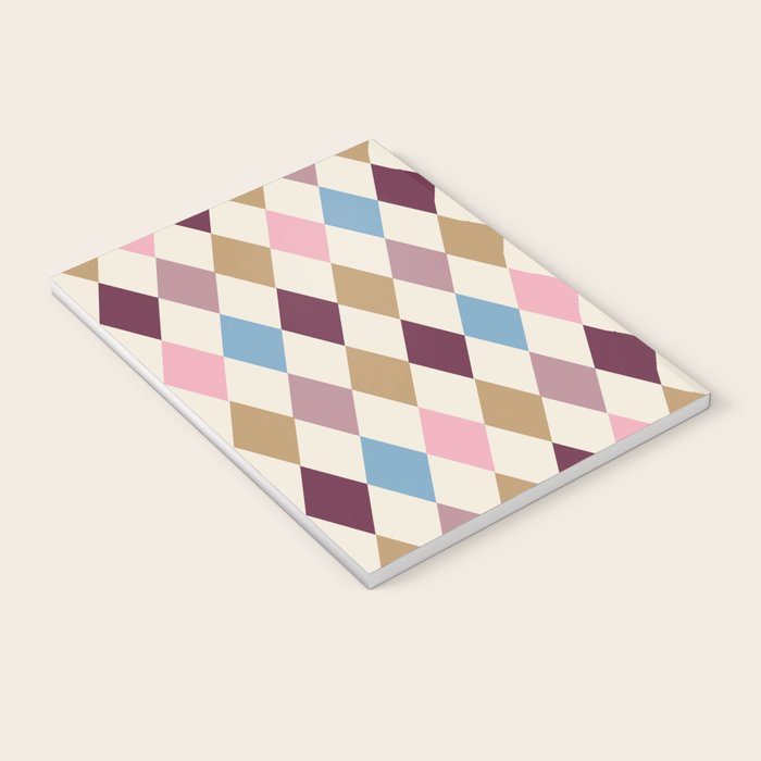 Pastel Retro Harlequin Diamonds Notebook Gallery Image 3