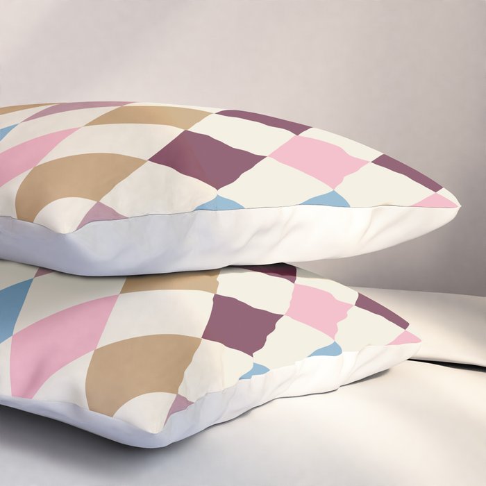 Pastel Retro Harlequin Diamonds Pillow Sham Gallery Image 3