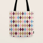 Pastel Retro Harlequin Diamonds Tote Bag Gallery Image 1