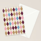 Pastel Retro Harlequin Diamonds Stationery Card Gallery Image 2