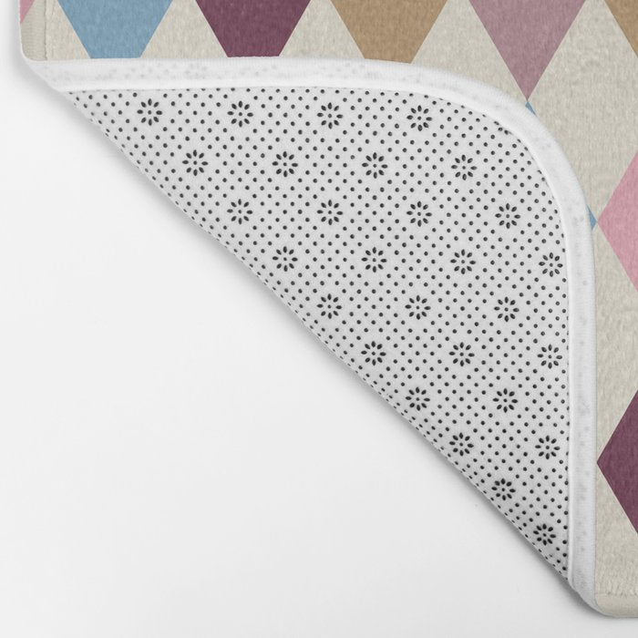 Pastel Retro Harlequin Diamonds Bath Mat Gallery Image 2