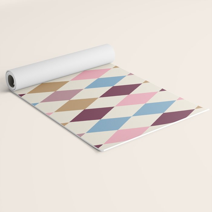 Pastel Retro Harlequin Diamonds Yoga Mat Gallery Image 2