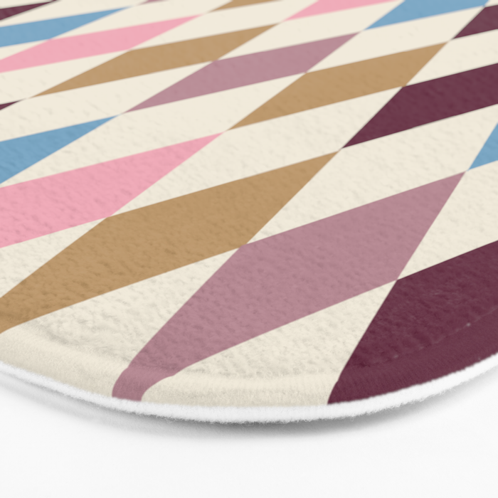 Pastel Retro Harlequin Diamonds Bath Mat Gallery Image 3