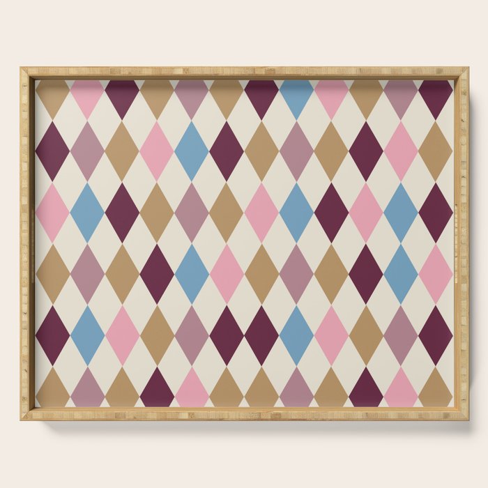 Pastel Retro Harlequin Diamonds Serving Tray Gallery Image 1