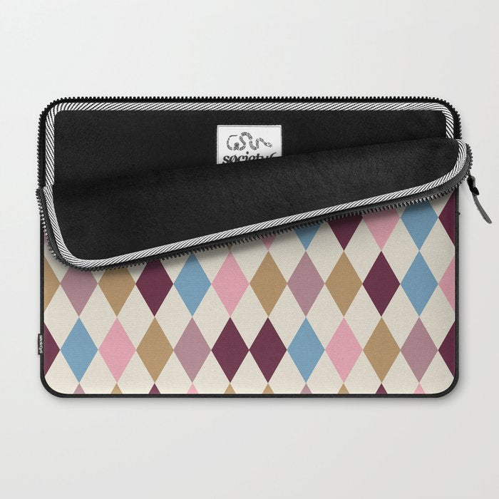 Pastel Retro Harlequin Diamonds Laptop Sleeve Gallery Image 2