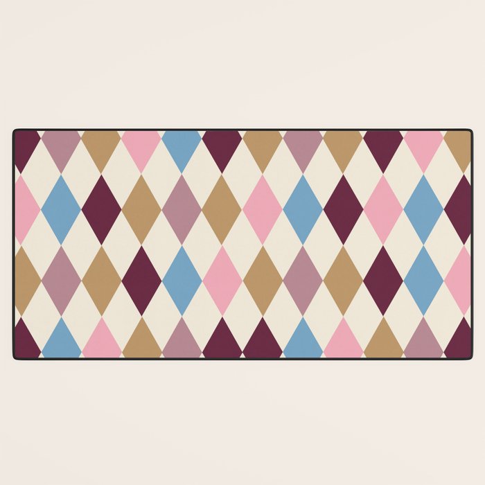 Pastel Retro Harlequin Diamonds Desk Mat Gallery Image 3