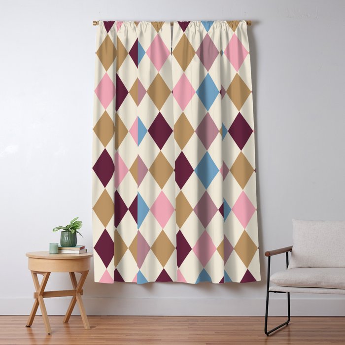 Pastel Retro Harlequin Diamonds Window Curtain Gallery Image 5