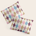 Pastel Retro Harlequin Diamonds Pillow Sham Gallery Image 3