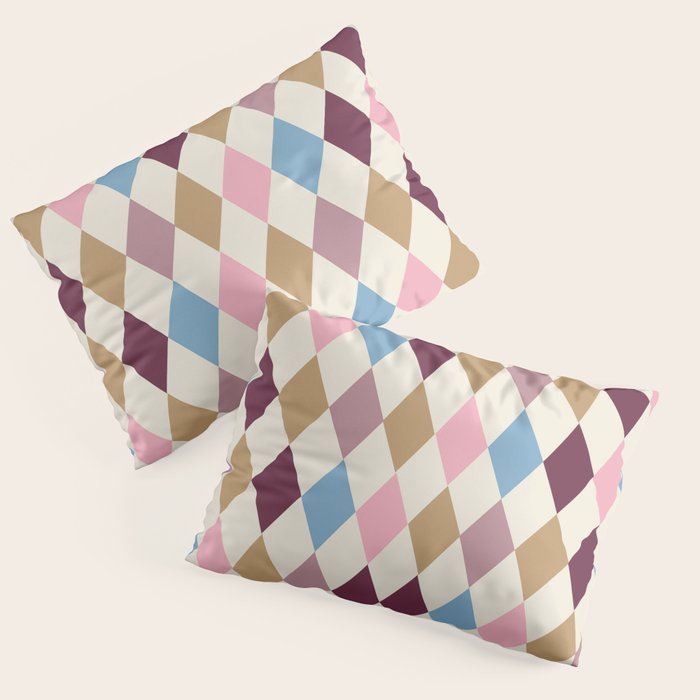 Pastel Retro Harlequin Diamonds Pillow Sham Gallery Image 3