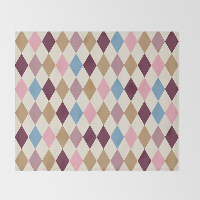 Pastel Retro Harlequin Diamonds Throw Blanket Gallery Image 2