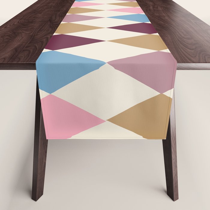 Pastel Retro Harlequin Diamonds Table Runner Gallery Image 1