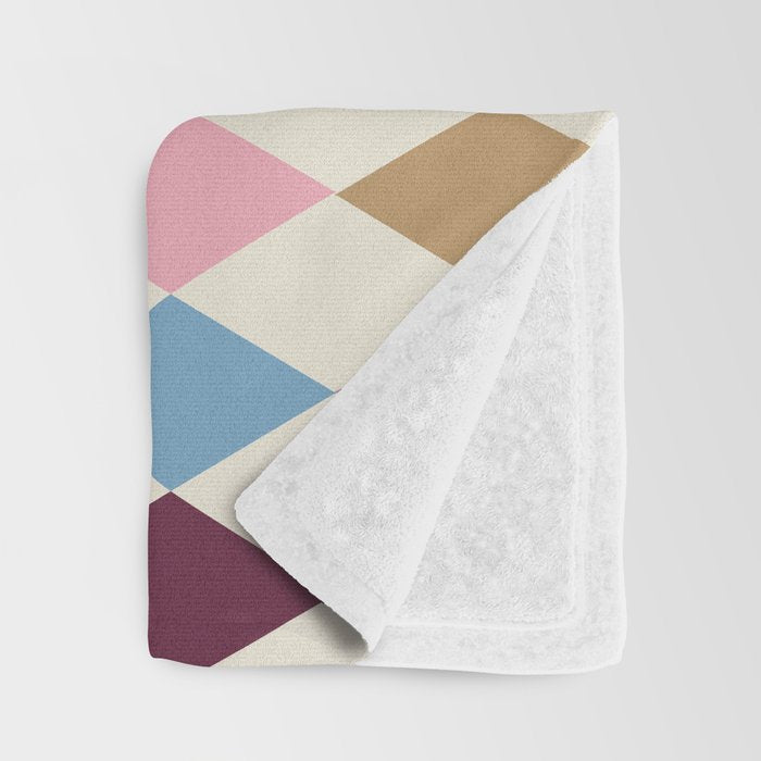 Pastel Retro Harlequin Diamonds Throw Blanket Gallery Image 3