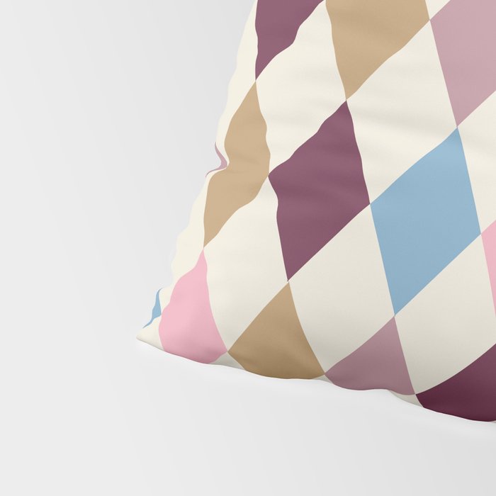 Pastel Retro Harlequin Diamonds Pillow Sham Gallery Image 4