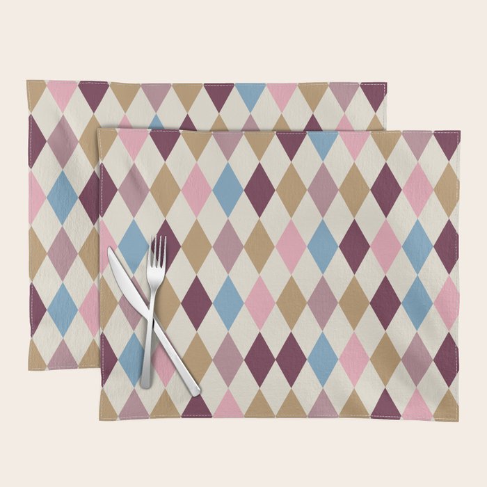 Pastel Retro Harlequin Diamonds Placemat Gallery Image 1