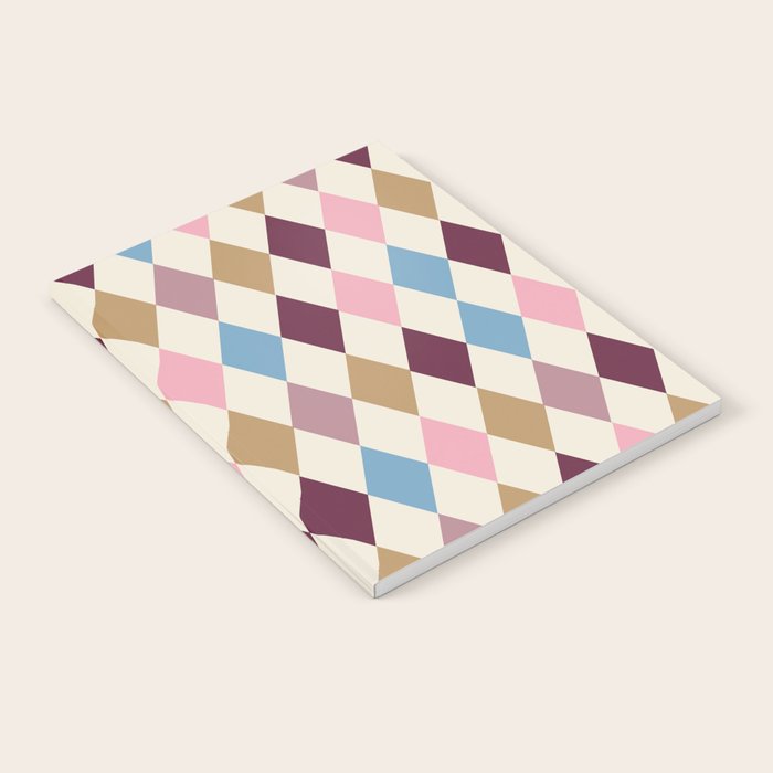 Pastel Retro Harlequin Diamonds Notebook Gallery Image 1