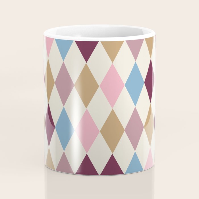 Pastel Retro Harlequin Diamonds Coffee Mug Gallery Image 4